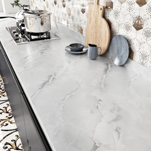 Marble Design Vinyl Wallpaper,Peel and Stick Wallpaper; Home Decor Background Sticker, Bathroom and Kitchen Wall Application15.8 * 197