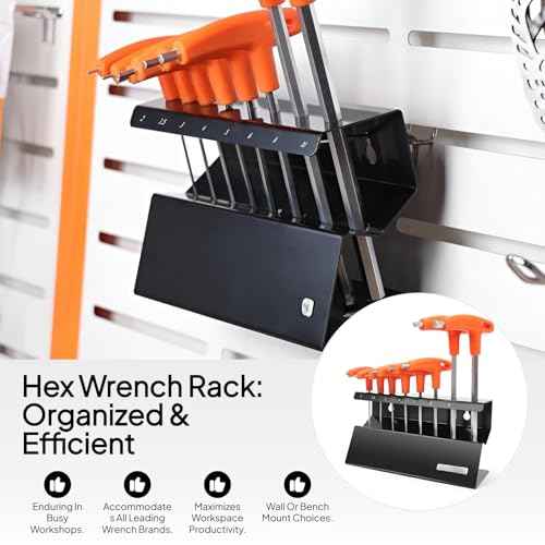 T Handle Allen Wrench Holder Only, Allen Keys Stand Empty, Stainless Steel Bracket Rack Hex Key Organizer Hex Wrench Storage