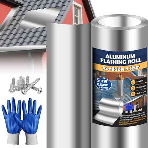 Aluminum Flashing Roll Roof Flashing ? 12 Inch x 50 Ft | 0.3mm Thick Metal Roof Flashing for Windows, Doors, Siding, and Roofing Seals, Aluminum Roof Panels Preventing Roofing Stains and Moss