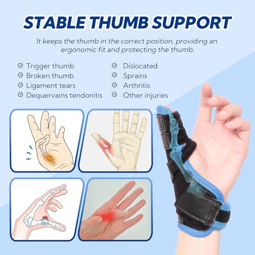Trigger Thumb Splint, Thumb Spica Splint-Dequervains Tendonitis, CMC Joint Thumb Arthritis Brace, Thumb Stabilizer for Broken Thumb, Sprain, Ligament Tears, Fits Left & Right, L/XL