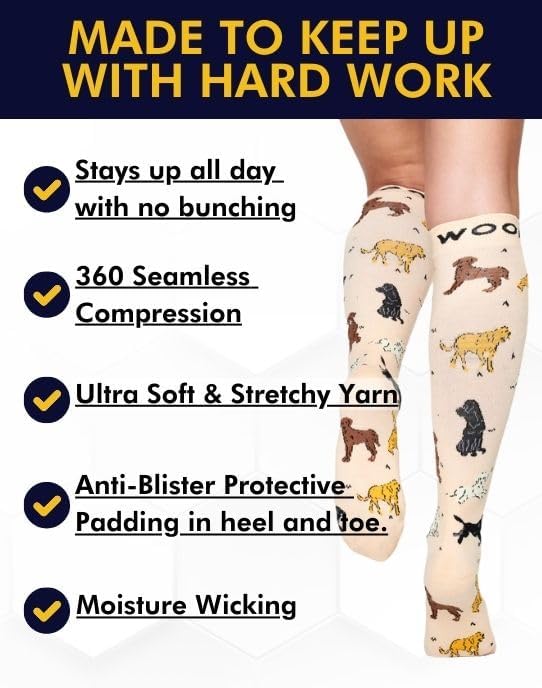 Compression Socks for Women & Men Circulation - 15-20 mmHg Compression Socks - Best Support for Nurses, Running, Athletic