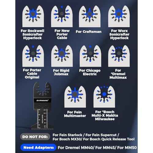 GORWARE Multitool Blades, 60PCS Japanese Tooth Blades for Wood Plastic, Universal Oscillating Tool Blades Fit Milwauke, Worx, Rockwell, Rigid