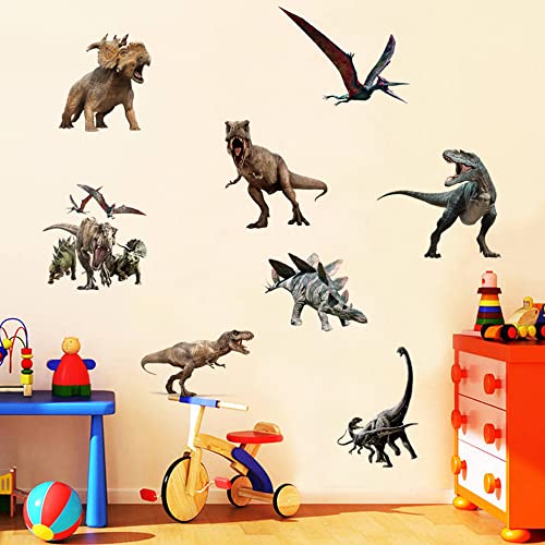 Runtoo Dinosaur Wall Stickers Adventure 3D Wall Decals for Boys Room Baby Nursery Playroom Bedroom Wall Decor