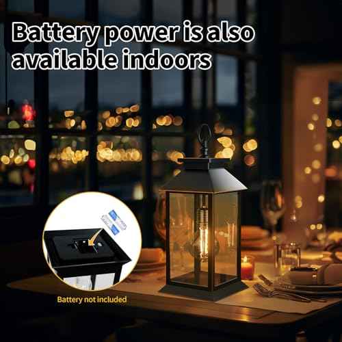 2 Pack Hanging Solar Lanterns Glass Solar Lights Outdoor Waterproof Upgraded Solar and 2 AA Batteries Powered, for Outside Porch, Patio and Indoor Tables, Mantelpiece