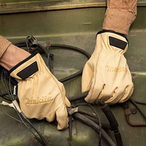 Makita T-04195 100% Genuine Leather Cow Driver Gloves (Large)
