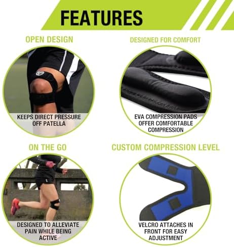 Pro-Tec X-Trac Dual Strap Knee Support, Quadriceps and Patellar Tendon Strap, Knee Brace, Compression Straps, Knee & Joint Support, Tendinitis, Chondromalacia, Adjustable, Easy to Use