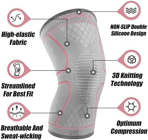 NEENCA Knee Braces for Knee Pain Women & Men -2 Pack Knee Sleeves for Knee Pain Set, Knee Brace Compression Sleeves, Knee Support for Sports, Running, Meniscus Tear, ACL, PCL, Arthritis Pain Relief...