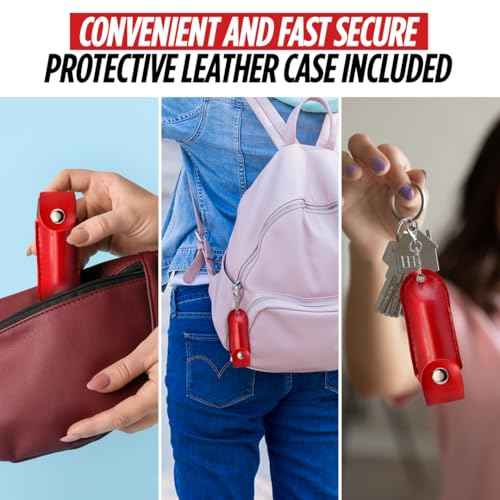 Pepper Spray for Women, Keychain Self Defense with Small Leather Case, OC Spray, 16 Feet Longer Range, UV Dye, Twist Top Safety, Pepper Spray Bulk