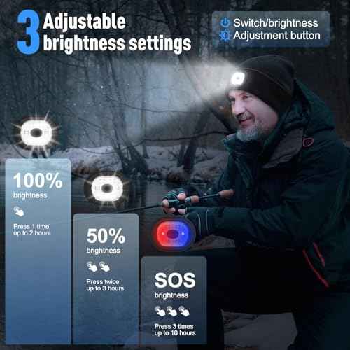 Gifts for Men Women, Stocking Stuffers for Adults Men Unisex Beanie with Light, Dad Mens Gifts for Christmas, Unique Gifts for Dad Him Husband Grandpa Black