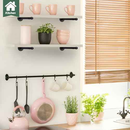 12 Pack Industrial Pipe Shelf Brackets Black 12 Inch Pipe Floating Shelving Bracket Hardware Wall Mount Shelf Bracket Decorative for Home Decor Hanger Farmhouse