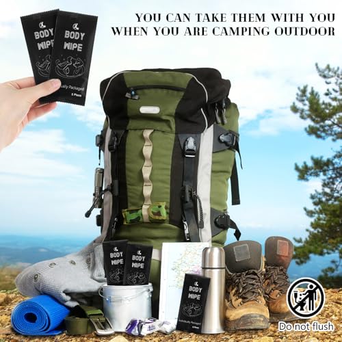 Timgle 200 Pcs Deodorant Body Wipes Individually Wrapped Bath for Adults Face Hand Body Wipes Pearl Pattern Wet Shower with Aloe Bathing Disposable Cleansing for Travel Gym Travel(Black Background)