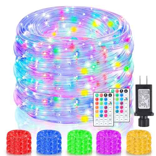 132Ft Rope Lights for Outside, Waterproof 18 Colors Changing Rope Lights Fairy String Lights with Remotes, 400 LEDs Dimmable Twinkle Christmas Lights for Bedroom Patio Halloween Decorations
