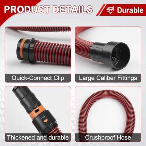 16FT Shop Vac Hose with 6 Adapter Attachments,Fits 1-1/4" Vacuum Cleaner Hose,Multi-Size Fittings0.9" to 1-3/4",Universal Shop Vac Accessories (Please Confirm Hose Size Compatibility)