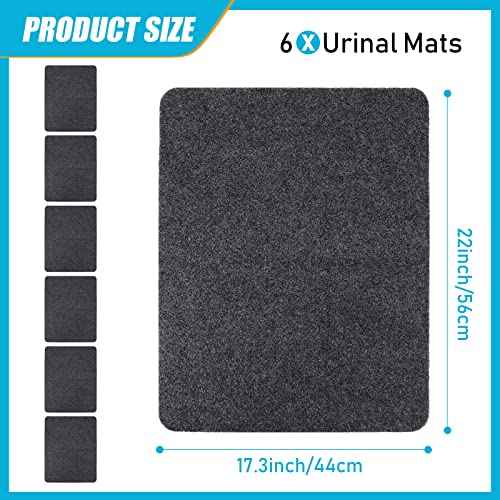 Nuanchu 6 Pack Nonslip Urinal Mats, Bathroom Urinal Mat for Floor, Water Absorption and Breathable Commercial Splash Mats for Men Bathroom Restroom, 17. 3" x 22" (Grey)