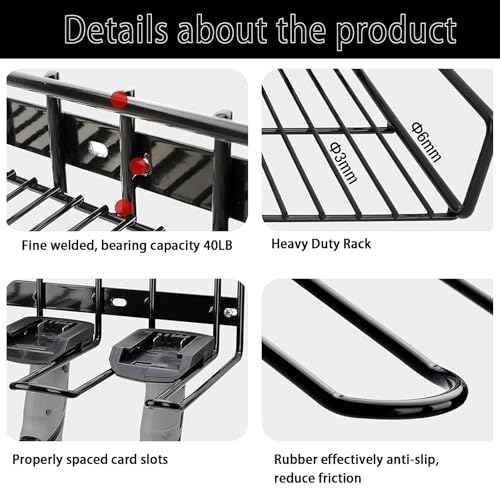 Power Tool Organizer Wall Mount, Heavy Duty 2 Layer Cordless Tool Organizer 4 Drill Organizer Wall Mount Black Shelf Power Tool Organizer Garage