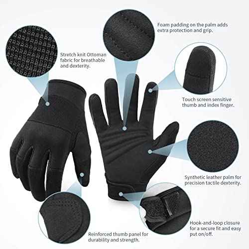 OZERO Work Gloves for Men Women: Mechanic Glove Touchscreen Firm Grip Dexterity Light Duty Gloves for Gardening Construction