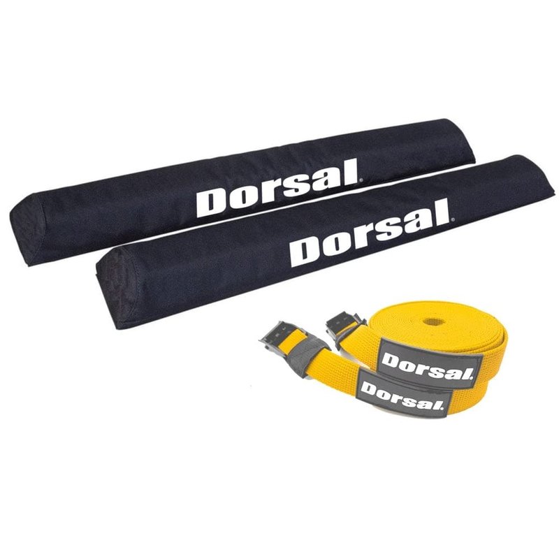 DORSAL Aero Roof Rack Pads with 15 ft Surf Straps - Pack of 4 for Car Surfboard Kayak SUP Long Black Polyester (Sizes: 20, 28, 34 Inches)