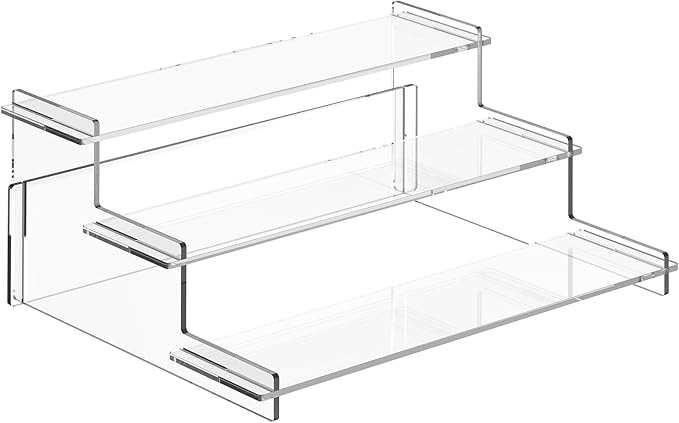 Acrylic Risers Display Stand, 3 Tier Cupcake Holder, Clear Perfume Organizer Stand, Display Shelf for Figures and Collection, Dessert Shelves for Party, Display Risers for Decoration and Organizer