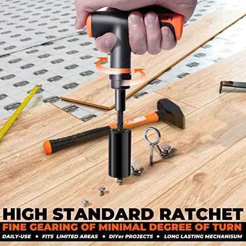Universal Socket Tool Set, Ratcheting T-Handle Screwdriver Set with Power Drill Adapter, Fathers Day Dad Gifts from Daughter Wife Son, Gifts for Him Men Husband, Boyfriends, Orange, Black