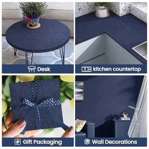 Dark Blue Peel and Stick Wallpaper - Removable Waterproof Self Adhesive Contact Paper - Silk Boys Wall Covering Poster Board - Kitchen Countertop Vinyl Wrap for Bathroom Cabinet 15.7x118