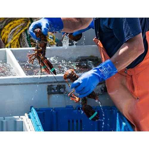 SHOWA Atlas 660 Triple-Dipped PVC Coated Chemical Resistant Safety Glove with Cotton Liner, 12" Length, Large (12 Pair)
