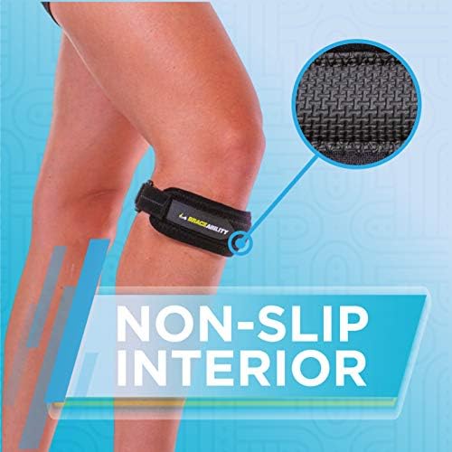 BraceAbility Patellar Tendon Support Strap - Knee Stabilizer Brace with Adjustable Band for Patella Tendonitis, Osgood Schlatter, Soccer, Basketball, Running, Jumper's Knee, Tennis, Volleyball (S)