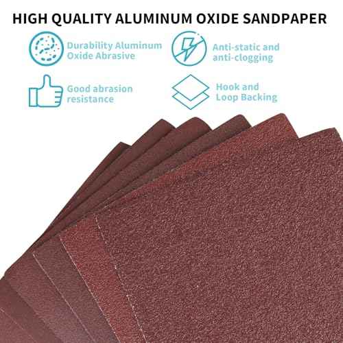 1/4 Sheet Sandpaper 5.5" x 4.5" Hook and Loop Sandpaper 60 Grit Sandpaper for Palm Sander 30 PCS Aluminum Oxide Sanding Sheets Hand Sanding Blocks for Metal, Woodworking and Polishing (60 grit)