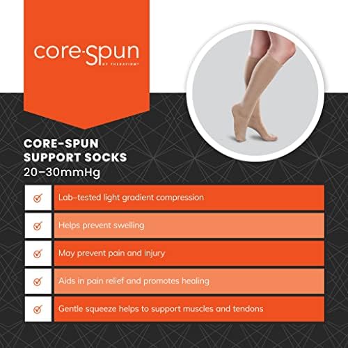 Core-Spun 20-30mmHg Moderate Graduated Compression Support Knee High Socks