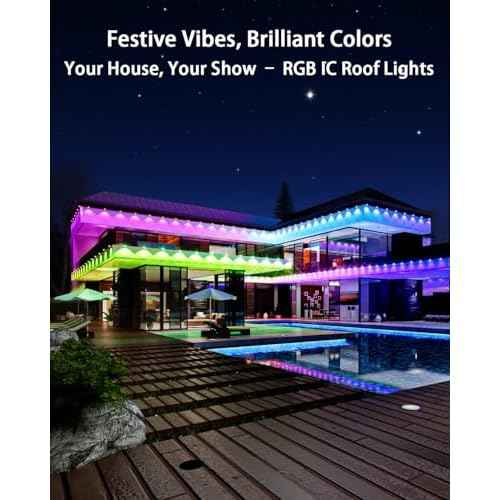 Permanent Outdoor Lights,33ft RGB IC Outdoor Lights with 20 LED Lights for House Roof,Christmas,Holiday,Party,Daily Lighting,IP67 Waterproof,Eaves Light with Multi Scene Modes for Halloween