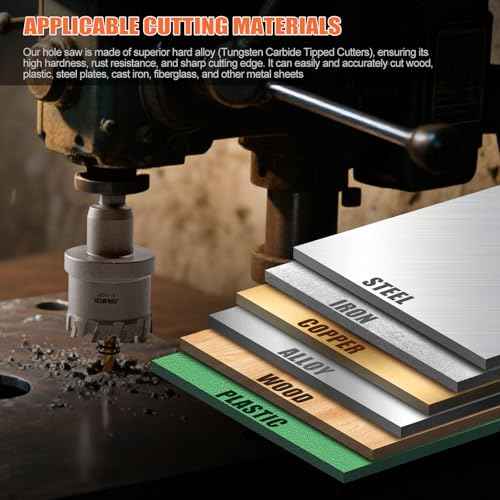 Carbide Hole Saw Kit for Metal, 17PCS (9/16" - 2 1/8") Tungsten Hole Saw with M2 High-Speed Steel Step Drill Bit, Carbide Hole Cutter Drill Bits Set for Metal, Stainless Steel, Wood, Iron, Plastic