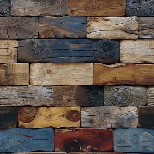 FLFK Faux Wood Bricks Wallpaper,Peel and Stick Wood Grain Wall Mural for Living Room, Bedroom, Kitchen, Office, Apartment Decor 16"x64"