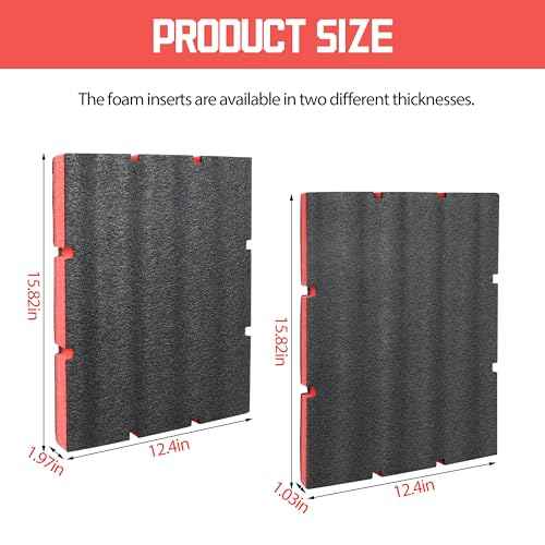48-22-8452 Packout Foam Tool Organizer Inserts Compatible with Milwau-kee 48-22-8442 and 48-22-84432 Drawer Boxes,2 Pack Black/Red