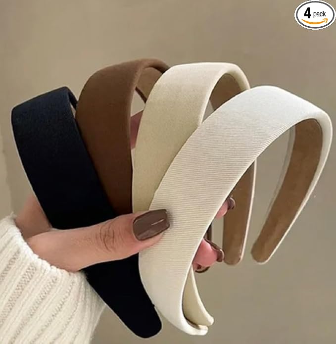 Huachi Headbands for Women Non Slip Trendy Headbands for Women’s Hair 1 inch Wide Cute Headband for Girls, Fall Head Bands Elastic Hair Bands for Womens Fashion Accessories Gifts 4PCS