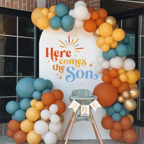 Here Comes The Son Sign Decal for Balloon Arch Backdrop, Large Adhesive Sign Decal Letters Wall Sticker for Boho Sun Themed Party Photo Props Background