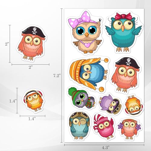 Pack 50 Pcs Funny Animal Cute Owl Stickers for Water Bottles Waterproof Laptop Luggage Computer Scrapbooking Teens Adults Girls Boys Aesthetic Sticker Packs Small Vinyl Decals