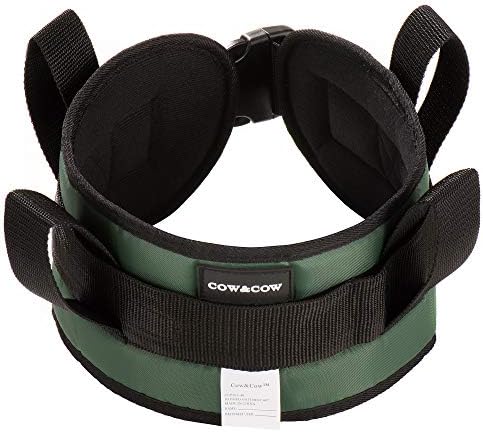 COW&COW Padded Gait Belt with 4 Handles and Quick Release Buckle 5.5 inchs(Green, M/28inches-48inches)