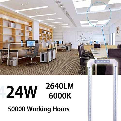 4 Pack T8 U Bend LED Tube Light,LED U Shaped Bulbs,Shop Light,Office Light 2x2FT 24W(50W Equivalent),6000K Daylight White,G13 Base Dual-End Powered,Ballast Bypass,LED Bulb Clear Cover 100-277V