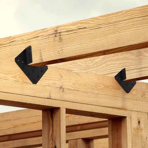 Hurricane Ties for Rafter, 48 Pack Hurricane Straps,Black Powder Coating Roof Brackets Fit 2X Truss to Rafter Connector,Joist Hangers,Hurricane Clips