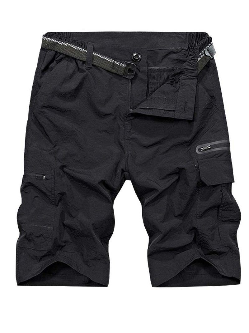 Jessie Kidden Mens Outdoor Casual Elastic Waist Lightweight Water Resistant Quick Dry Fishing Hiking Shorts #6222-Black,36