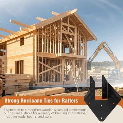 14-Gauge(2MM) Hurricane Ties for Rafters, 40 Pack Strong Hurricane Straps Brackets, Hot Dip Galvanized Powder Coating Hurricane Clips Joist Hangers for 2X Deck Joists, Roof Trusses, Black