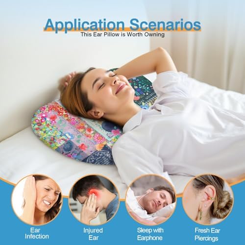 Ear Piercing Pillow for Side Sleepers with Washable Cover Pillows with Holes for Ear Pain,Donut Pillow for Adults CNH Ear Pain Relief Pressure Sores Ear Pillow with Hole in Center