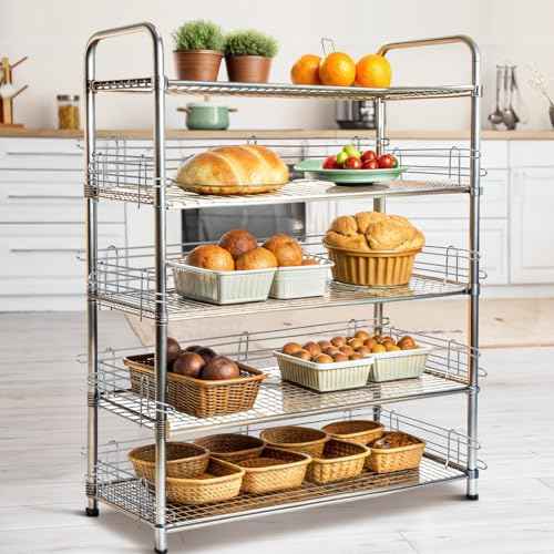 4 Pcs Chrome Wire Shelf Ledge 48" L x 4" H Wire Shelving Side Ledge Metal Shelves Accessories Pantry and Garage Storage (Silver)