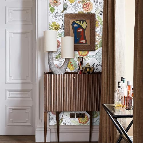 Decoroom Boho Floral Peel and Stick Wallpaper, Ainmals Birds Flower Contact Paper, Thicken Self Adhesive Removable Green Wall Paper for Wall Shelf Liner Drawer 17.7" X 118"