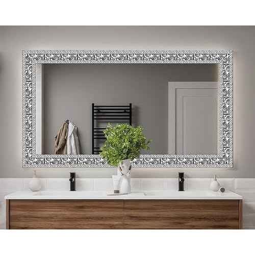 FLFK Mirror Border Peel and Stick - Black and White Wallpaper Borders Decal Trim Floral Pattern 4" x 240"