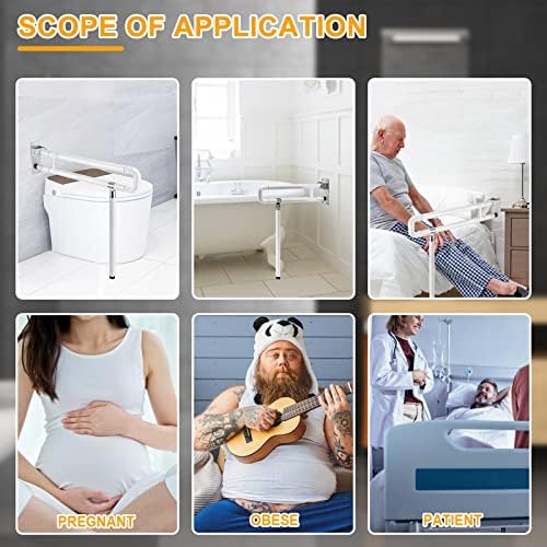 YUCHENGTECH Foldable Toilet Grab Bar 29.5 INCH Flip Up Grab Bar Handicap Grab Bars Folding Toilet Safety Rails for Bathroom with Leg Anti-Slip for Elderly Disabled Pregnant