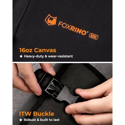Tool Roll, Heavy Duty Tool Roll Bag Organizer, Roll Up Tool Pouch with 20 + 1 Pocket, Gifts for Men Father Dad Mechanic, Black