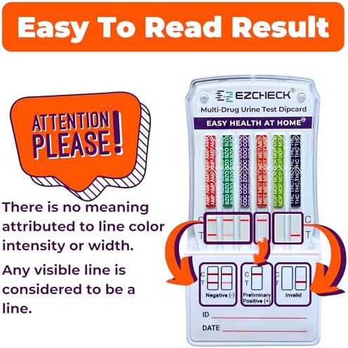 [100 Pack] EZCHECK® 6-Panel Drug Test - at-Home Rapid Urine Screening Kit for 6 Most Used Drugs: (THC-Marijuana, BZO-Benzos, MET-Meth, OPI/MOP-Opiates, AMP-Amphetamine, COC) - FSA/HSA Eligible
