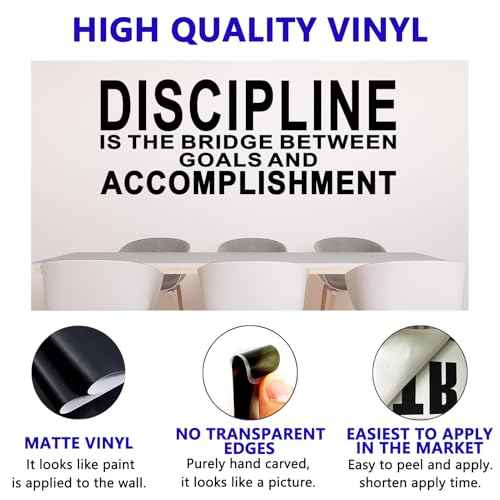 Motivational Quotes Wall Stickers for Office: Gym Inspirational Positive Vinyl Art Wall Decals for Bedroom Classroom School - Discipline 23" X 9"