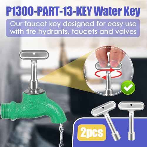 2 Pack Hydrant Key 3/8 for Zurn P1300-PART-13-KEY Water Key, Fire Hydrant Water Spigot Key for Wall Hydrant Faucets Valves and Outdoor Hose Valves, Shut Off Tool for Faucet Water Hydrant
