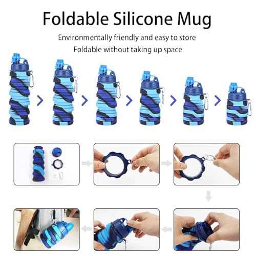 Collapsible Water Bottles Travel water bottle Sports Portable Sport Water Bottle Reusable Water Bottles comes with mountaineering Buckle 500ml silicone Water-proof camping water bottle